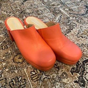 Intentionally Leather Clogs Orange Madewell